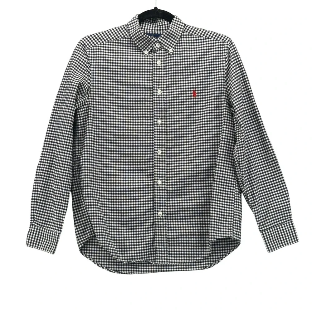 Ralph Lauren‎ Boys Button Down Shirt Large 14-16 Gingham Church Wedding Pictures
